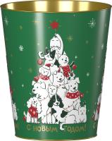 Ведро металлическое сувенирное V130 новогоднее "Ёлка друзей"/20шт/кор.