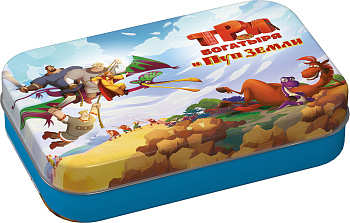 Металлический минибокс к м/ф "Три богатыря и Пуп Земли" с фундуком в шоколадной глазури/27 шт./кор.