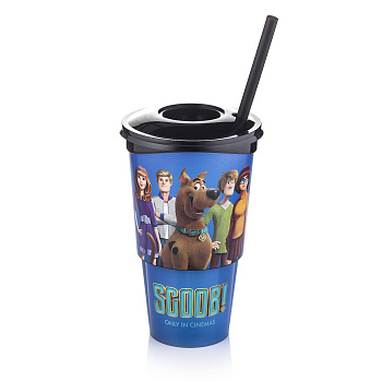 Стакан пластиковый с крышкой и трубочкой "Скуби-ду". 22oz.200 шт.