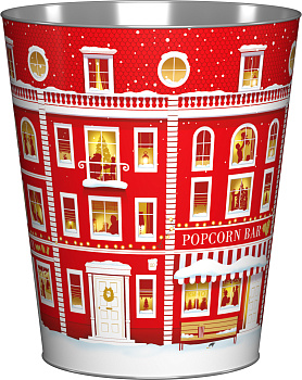 Ведро металлическое сувенирное V130 новогоднее "Красный дом"/20шт/кор.