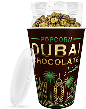 Попкорн "Дубайский шоколад" шоколадный с глазурью "Зебра"/12шт/120г